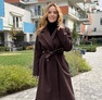 Kendra szövetkabát– Hosszított női szövetkabát étcsokoládé – Innova Fashion